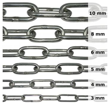 Edelstahlkette V4A langgliedrig vers. Größen - Ankerkette lang Edelstahl Kette