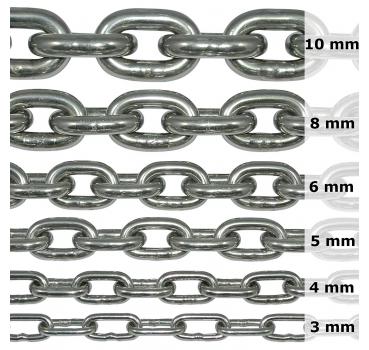 Edelstahlkette V4A kurzgliedrig an einem Stück Ankerkette rostfrei niro inox