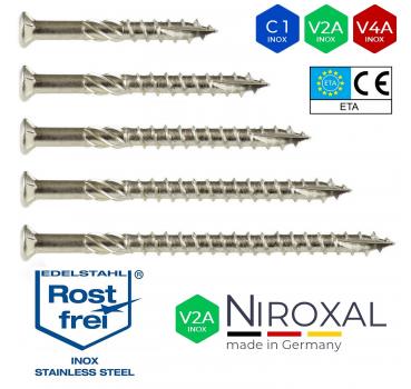 Edelstahl Terassenschrauben TORX Linsen Senkkopf Schraube Schneidkerbe V2A 5mm 40-80mm 25-100 St.