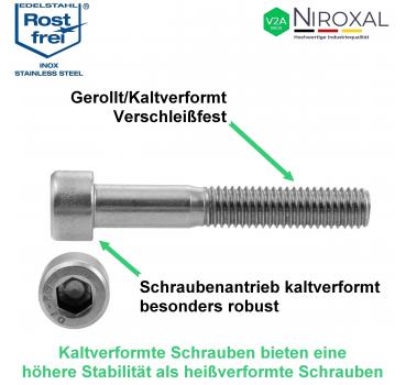 Zylinderkopfschrauben M4 und M5 mit Innensechskant aus V2A Edelstahl rostfrei