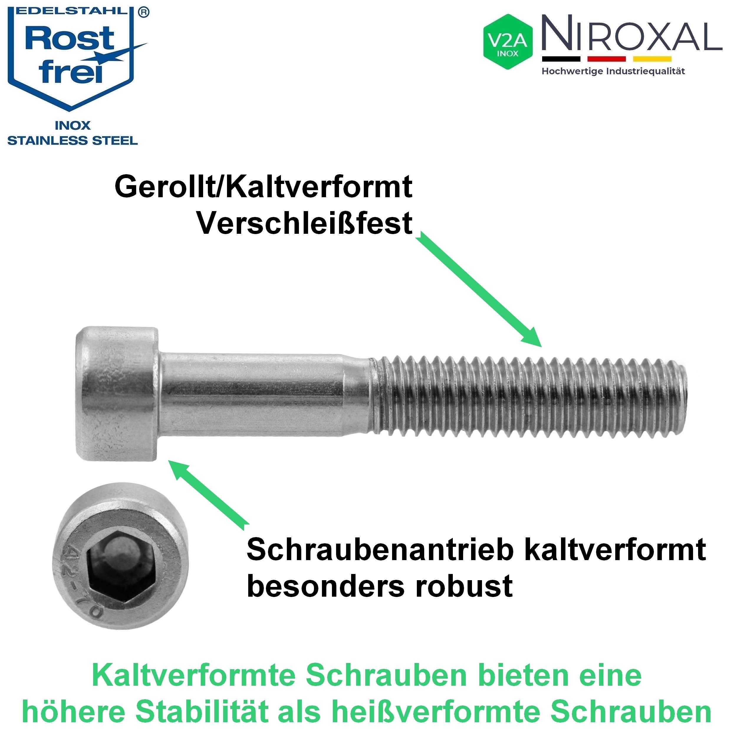 Zylinderkopfschrauben M6 und M8 mit Innensechskant aus V2A