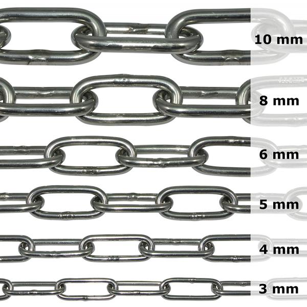 Edelstahlkette V4A langgliedrig vers. Größen - Ankerkette lang Edelstahl Kette Edelstahlkette V4A langgliedrig vers. Größen - Ankerkette lang Edelstahl Kette