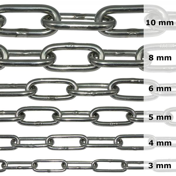 Edelstahlkette V4A langgliedrig vers. Größen - Ankerkette lang Edelstahl Kette