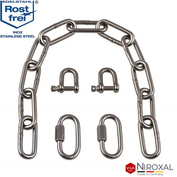 Verlängerungs Kette Edelstahl Bruchlast max 900 kg Schraubverbinder Schaekel V4A Verlängerungs Kette Edelstahl Bruchlast max 900 kg Schraubverbinder Schaekel V4A