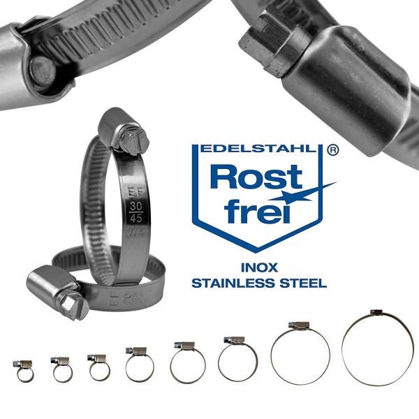 Edelstahl Schlauchschelle V2A Schneckenantrieb Edelstahl Rostfrei Schlauchklemme