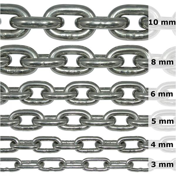 Edelstahlkette V4A kurzgliedrig an einem Stück Ankerkette rostfrei niro inox