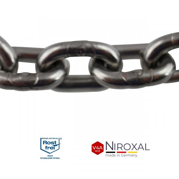 Edelstahlkette V4A kurzgliedrig an einem Stück Ankerkette rostfrei niro inox Edelstahlkette V4A kurzgliedrig an einem Stück Ankerkette rostfrei niro inox