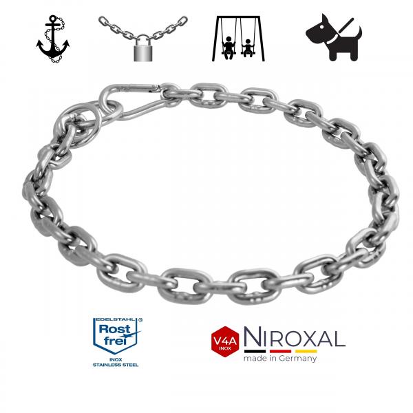 Edelstahlkette V4A kurzgliedrig an einem Stück Ankerkette rostfrei niro inox Edelstahlkette V4A kurzgliedrig an einem Stück Ankerkette rostfrei niro inox