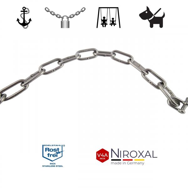 Edelstahlkette V4A langgliedrig vers. Größen - Ankerkette lang Edelstahl Kette Edelstahlkette V4A langgliedrig vers. Größen - Ankerkette lang Edelstahl Kette