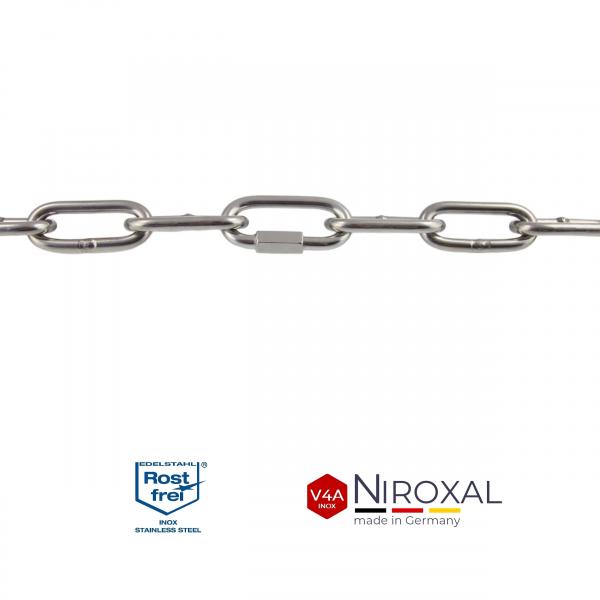 Verlängerungs Kette Edelstahl Bruchlast max 900 kg Schraubverbinder Schaekel V4A Verlängerungs Kette Edelstahl Bruchlast max 900 kg Schraubverbinder Schaekel V4A