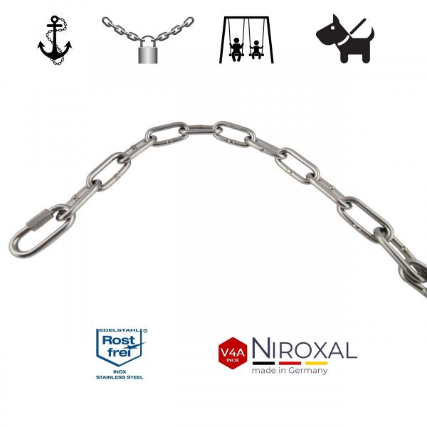 Verlängerungs Kette Edelstahl Bruchlast max 900 kg Schraubverbinder Schaekel V4A Verlängerungs Kette Edelstahl Bruchlast max 900 kg Schraubverbinder Schaekel V4A