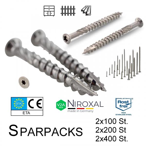 Niroxal Edelstahl Schrauben SPARSET TORX Senkkopf UND Schneidkerbe Schraube für Holz Niroxal Edelstahl Schrauben SPARSET TORX Senkkopf UND Schneidkerbe Schraube für Holz