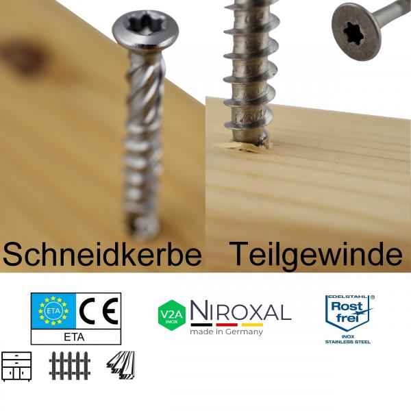 Niroxal Edelstahl Schrauben SPARSET TORX Senkkopf UND Schneidkerbe Schraube für Holz Niroxal Edelstahl Schrauben SPARSET TORX Senkkopf UND Schneidkerbe Schraube für Holz