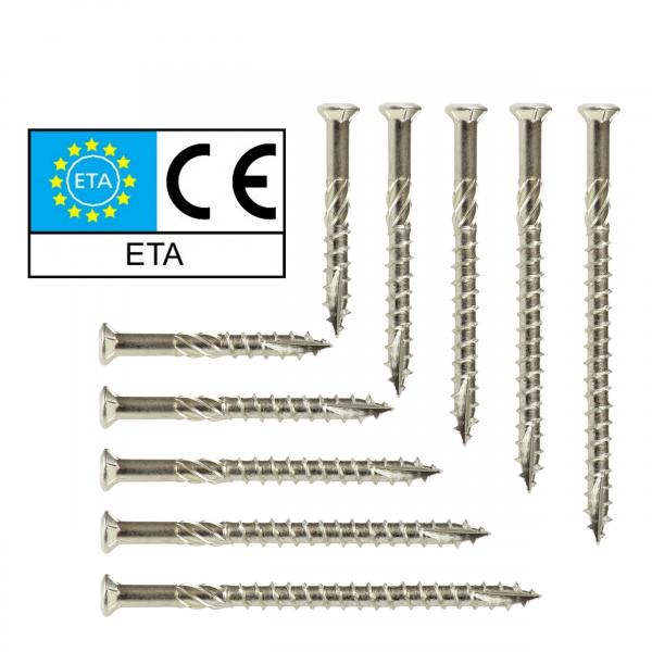 Edelstahl Terassenschrauben TORX Linsen Senkkopf Schraube Schneidkerbe V2A 5mm 40-80mm 25-100 St.