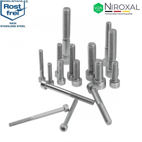 Zylinderkopfschrauben M6 und M8 mit Innensechskant aus V2A Edelstahl rostfrei