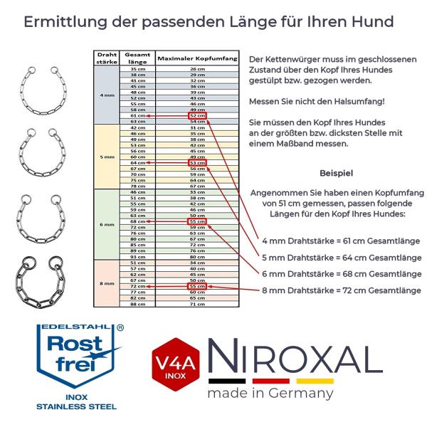 Edelstahl Kettenwürger langgliedrig 4-8 mm Stärke in vielen Längen Hunde Ketten