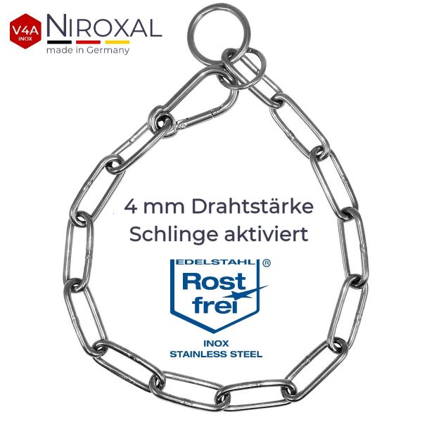 Kombikette aus Edelstahl mit Karabiner langgliedrig Hundekette Halsband Kette