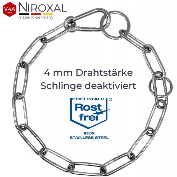 Kombikette aus Edelstahl mit Karabiner langgliedrig Hundekette Halsband Kette